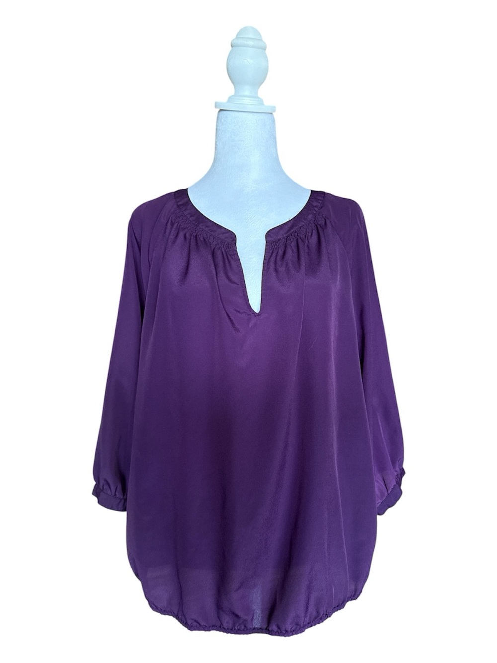 LOFT Purple Split-Neck Peasant Blouse